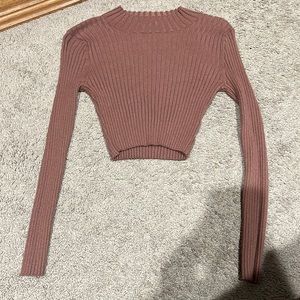 brown right high neck sweater